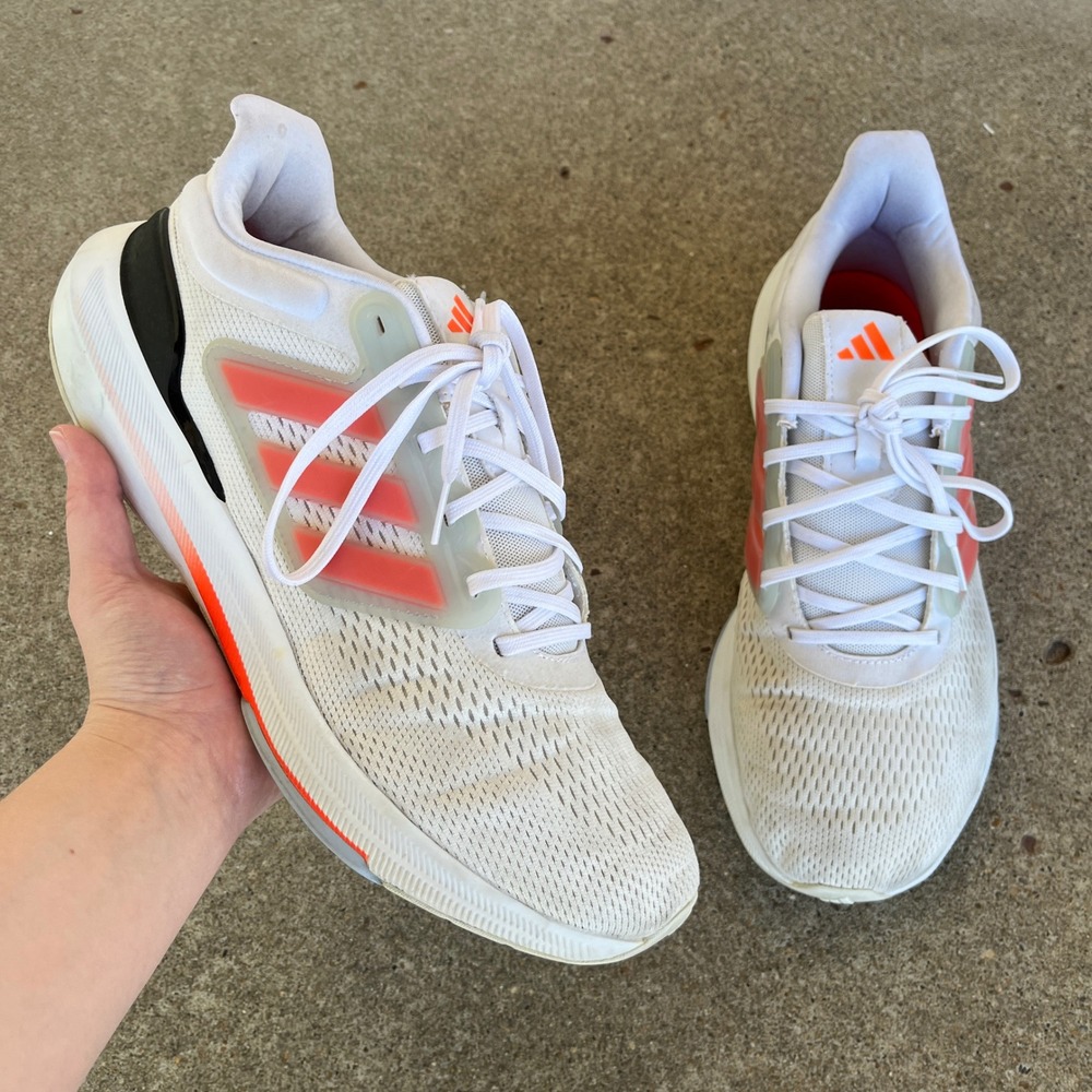 Adidas EQ21 Run Mens Shoes Size 12 White Solar Red athletic Running Sneakers